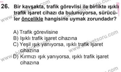 10 Ocak 2015 Tarihli Sürücü Adayları Sınavı L Kitapçığı 26. Soru