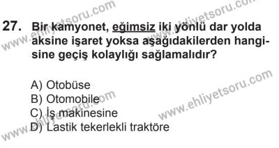 10 Ocak 2015 Tarihli Sürücü Adayları Sınavı L Kitapçığı 27. Soru