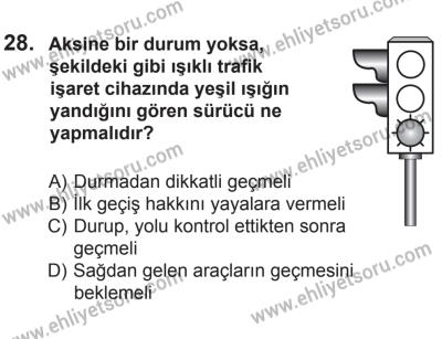 10 Ocak 2015 Tarihli Sürücü Adayları Sınavı L Kitapçığı 28. Soru
