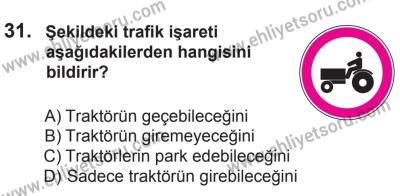 10 Ocak 2015 Tarihli Sürücü Adayları Sınavı L Kitapçığı 31. Soru