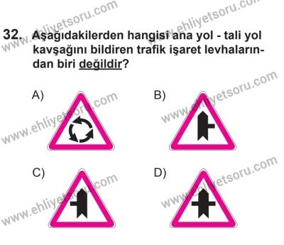 10 Ocak 2015 Tarihli Sürücü Adayları Sınavı L Kitapçığı 32. Soru