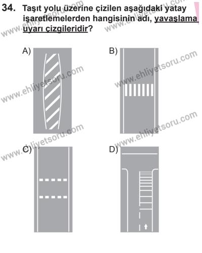 10 Ocak 2015 Tarihli Sürücü Adayları Sınavı L Kitapçığı 34. Soru