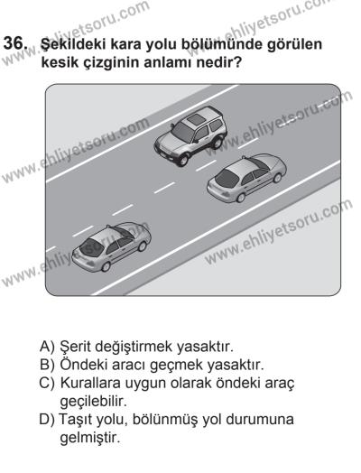 10 Ocak 2015 Tarihli Sürücü Adayları Sınavı L Kitapçığı 36. Soru