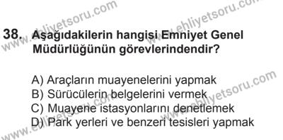 10 Ocak 2015 Tarihli Sürücü Adayları Sınavı L Kitapçığı 38. Soru