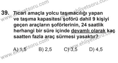 10 Ocak 2015 Tarihli Sürücü Adayları Sınavı L Kitapçığı 39. Soru