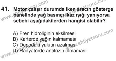 10 Ocak 2015 Tarihli Sürücü Adayları Sınavı L Kitapçığı 41. Soru