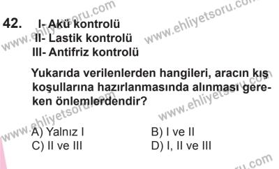 10 Ocak 2015 Tarihli Sürücü Adayları Sınavı L Kitapçığı 42. Soru