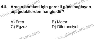 10 Ocak 2015 Tarihli Sürücü Adayları Sınavı L Kitapçığı 44. Soru