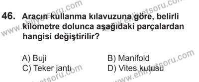 10 Ocak 2015 Tarihli Sürücü Adayları Sınavı L Kitapçığı 46. Soru