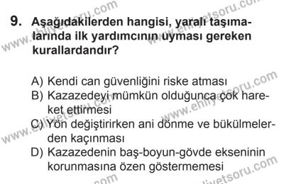 10 Ocak 2015 Tarihli Sürücü Adayları Sınavı M Kitapçığı 9. Soru