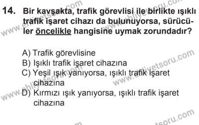 10 Ocak 2015 Tarihli Sürücü Adayları Sınavı M Kitapçığı 14. Soru