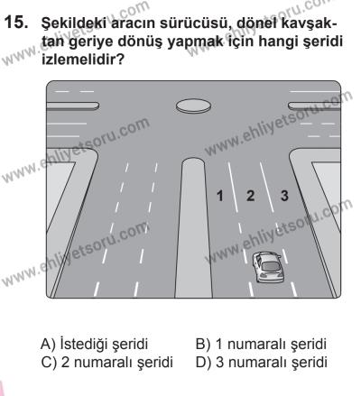 10 Ocak 2015 Tarihli Sürücü Adayları Sınavı M Kitapçığı 15. Soru