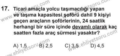 10 Ocak 2015 Tarihli Sürücü Adayları Sınavı M Kitapçığı 17. Soru