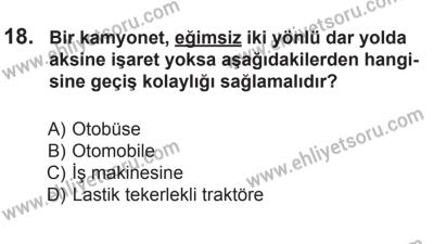 10 Ocak 2015 Tarihli Sürücü Adayları Sınavı M Kitapçığı 18. Soru