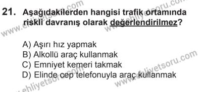 10 Ocak 2015 Tarihli Sürücü Adayları Sınavı M Kitapçığı 21. Soru