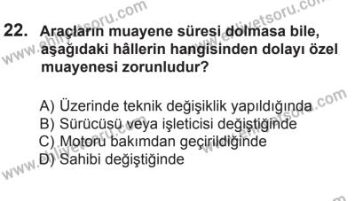 10 Ocak 2015 Tarihli Sürücü Adayları Sınavı M Kitapçığı 22. Soru
