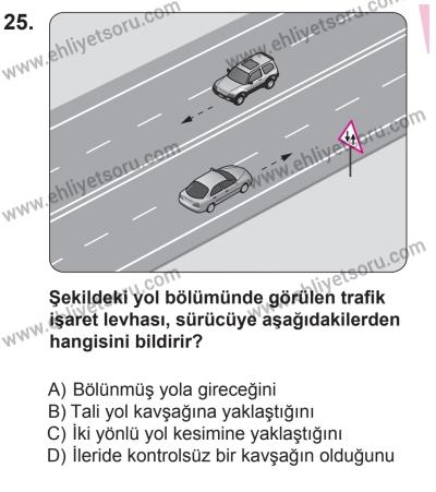 10 Ocak 2015 Tarihli Sürücü Adayları Sınavı M Kitapçığı 25. Soru