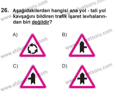 10 Ocak 2015 Tarihli Sürücü Adayları Sınavı M Kitapçığı 26. Soru