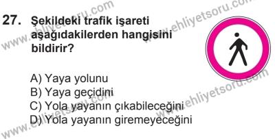 10 Ocak 2015 Tarihli Sürücü Adayları Sınavı M Kitapçığı 27. Soru