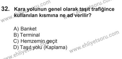 10 Ocak 2015 Tarihli Sürücü Adayları Sınavı M Kitapçığı 32. Soru