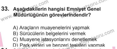 10 Ocak 2015 Tarihli Sürücü Adayları Sınavı M Kitapçığı 33. Soru
