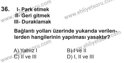 10 Ocak 2015 Tarihli Sürücü Adayları Sınavı M Kitapçığı 36. Soru