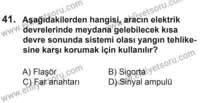 10 Ocak 2015 Tarihli Sürücü Adayları Sınavı M Kitapçığı 41. Soru