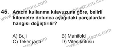 10 Ocak 2015 Tarihli Sürücü Adayları Sınavı M Kitapçığı 45. Soru