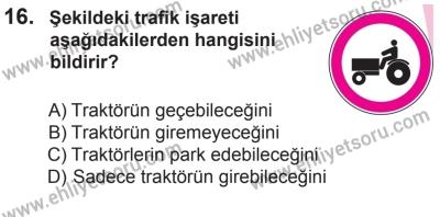 10 Ocak 2015 Tarihli Sürücü Adayları Sınavı N Kitapçığı 16. Soru