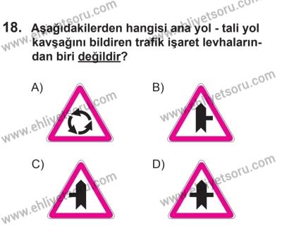 10 Ocak 2015 Tarihli Sürücü Adayları Sınavı N Kitapçığı 18. Soru