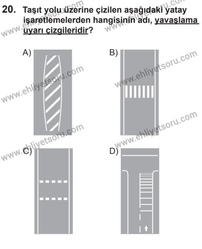10 Ocak 2015 Tarihli Sürücü Adayları Sınavı N Kitapçığı 20. Soru