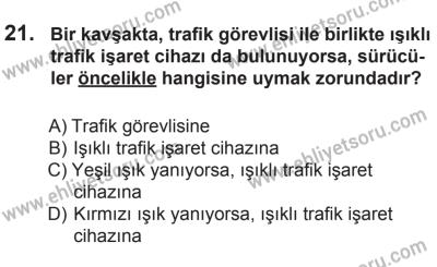 10 Ocak 2015 Tarihli Sürücü Adayları Sınavı N Kitapçığı 21. Soru