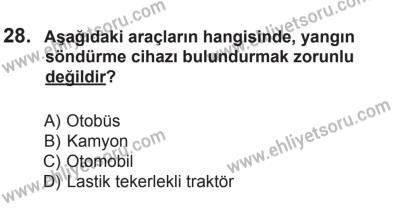 10 Ocak 2015 Tarihli Sürücü Adayları Sınavı N Kitapçığı 28. Soru