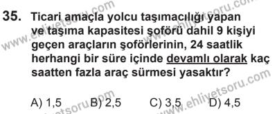 10 Ocak 2015 Tarihli Sürücü Adayları Sınavı N Kitapçığı 35. Soru
