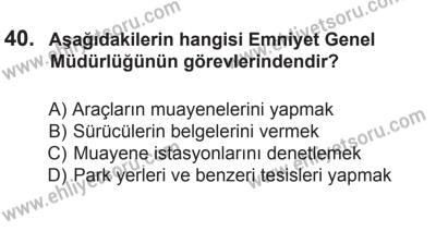 10 Ocak 2015 Tarihli Sürücü Adayları Sınavı N Kitapçığı 40. Soru