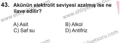 10 Ocak 2015 Tarihli Sürücü Adayları Sınavı N Kitapçığı 43. Soru
