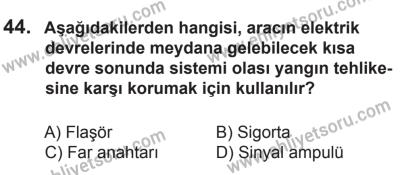 10 Ocak 2015 Tarihli Sürücü Adayları Sınavı N Kitapçığı 44. Soru