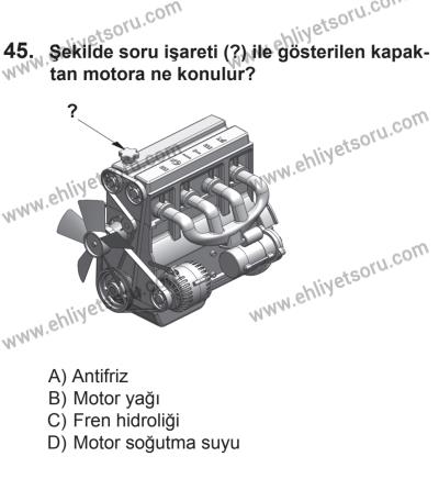 10 Ocak 2015 Tarihli Sürücü Adayları Sınavı N Kitapçığı 45. Soru