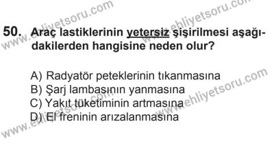 10 Ocak 2015 Tarihli Sürücü Adayları Sınavı N Kitapçığı 50. Soru