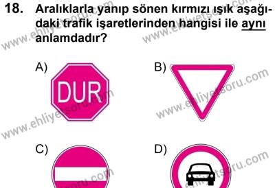 10 Şubat 2018 Tarihli Sürücü Adayları Sınavı K Kitapçığı 18. Soru