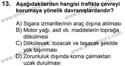 10 Şubat 2018 Tarihli Sürücü Adayları Sınavı L Kitapçığı 13. Soru