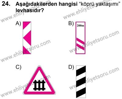 10 Şubat 2018 Tarihli Sürücü Adayları Sınavı L Kitapçığı 24. Soru