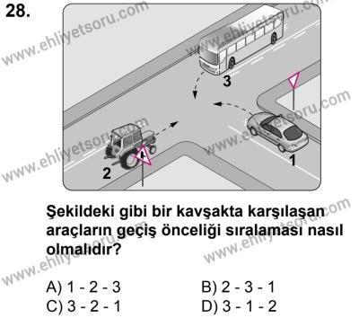 10 Şubat 2018 Tarihli Sürücü Adayları Sınavı L Kitapçığı 28. Soru