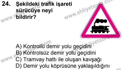 10 Şubat 2018 Tarihli Sürücü Adayları Sınavı M Kitapçığı 24. Soru