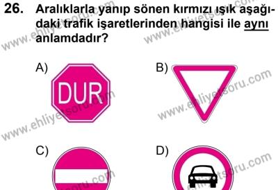 10 Şubat 2018 Tarihli Sürücü Adayları Sınavı M Kitapçığı 26. Soru
