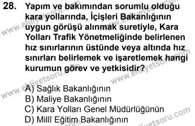 10 Şubat 2018 Tarihli Sürücü Adayları Sınavı M Kitapçığı 28. Soru