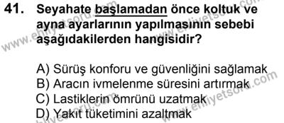 10 Şubat 2018 Tarihli Sürücü Adayları Sınavı M Kitapçığı 41. Soru