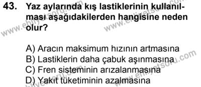 10 Şubat 2018 Tarihli Sürücü Adayları Sınavı M Kitapçığı 43. Soru