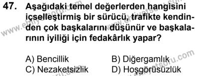 10 Şubat 2018 Tarihli Sürücü Adayları Sınavı N Kitapçığı 47. Soru