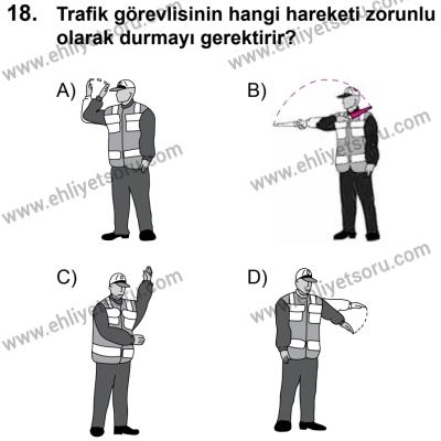 11 Şubat 2017 Tarihli Sürücü Adayları Sınavı K Kitapçığı 1. Oturum 18. Soru